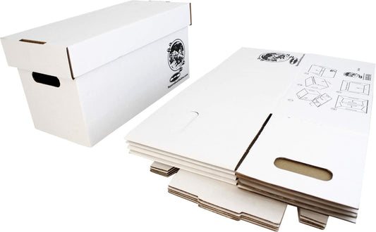 Durable Set of 5 - 7 inch Vinyl Record Storage Boxes - Sturdy Cardboard Construction with Removable Lid - Holds Up to 200 Records Each - Built Tough for Long-Term, Secure Archival Storage - #07BC09