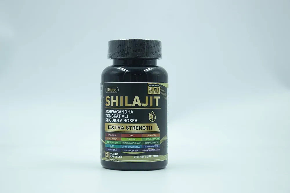 Shilajit Capsules, 19-in-1 Supplement with Sea Moss, Ashwagandha, Tongkat Ali & Fulvic Acid, Natural Mineral Wellness Supplement, Gluten Free, Non-GMO, 90 Capsules
