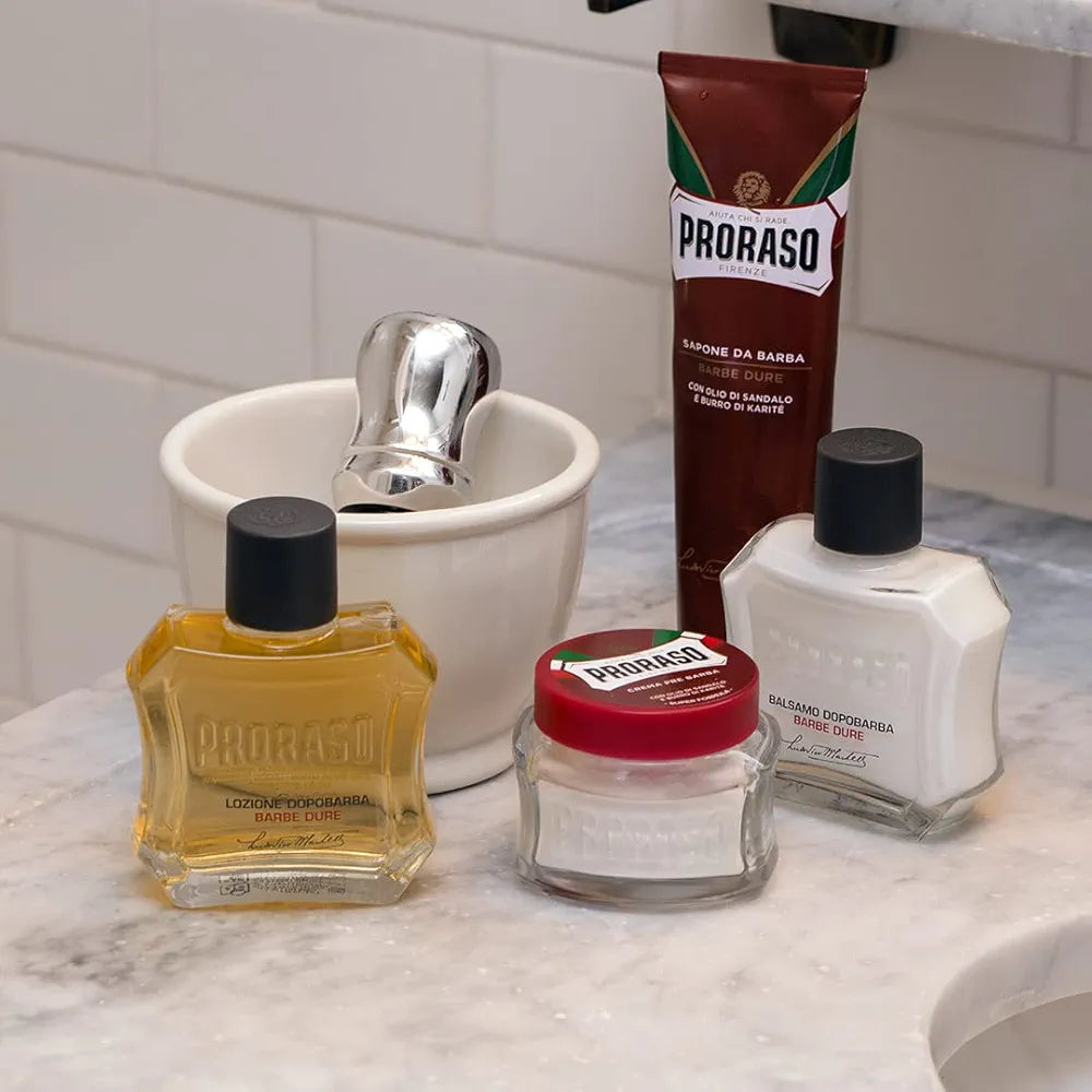 Proraso After Shave Lotion, Sandalwood Oil & Shea Butter, Moisturizing Splash for Coarse Beards, 3.4oz