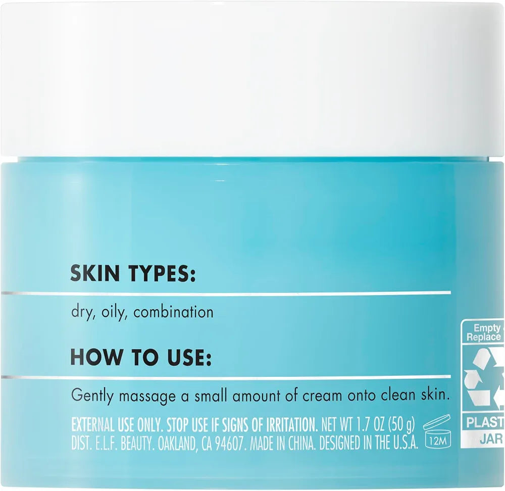 e.l.f. SKIN Holy Hydration! Face Cream with Hyaluronic Acid, Niacinamide & Peptides - Nourishing, Plumping, Vegan & Cruelty-Free Daily Moisturizer