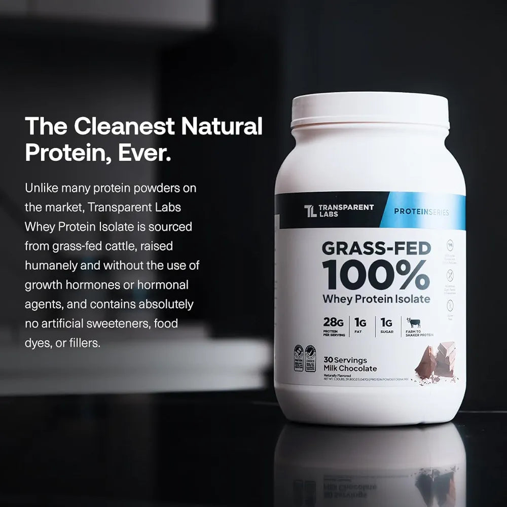 Transparent Labs Grass-Fed Whey Protein Isolate - Naturally Flavored, Gluten Free Whey Protein Powder with 28g of Protein per Serving & 9 Amino Acids - 30 Servings, French Vanilla
