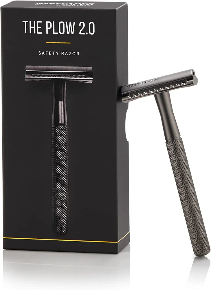 MANSCAPED® The Plow® 2.0 Premium Single Blade Double-Edged Safety Face Razor for Men - Precision Grooming Tool