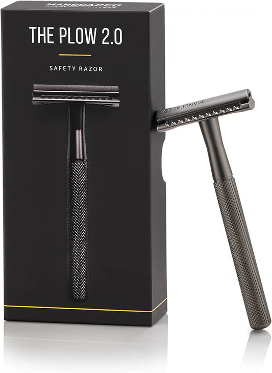MANSCAPED® The Plow® 2.0 Premium Single Blade Double-Edged Safety Face Razor for Men - Precision Grooming Tool