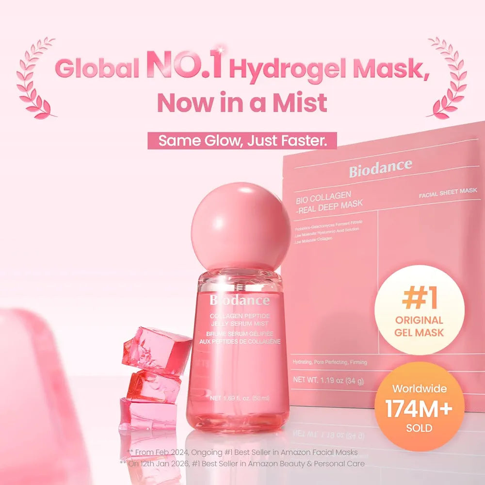 BIODANCE Collagen Peptides Jelly Serum Mist - Hydrating, Plumping & Anti-Aging Korean Hydrogel Face Spray (1.69 fl.oz)