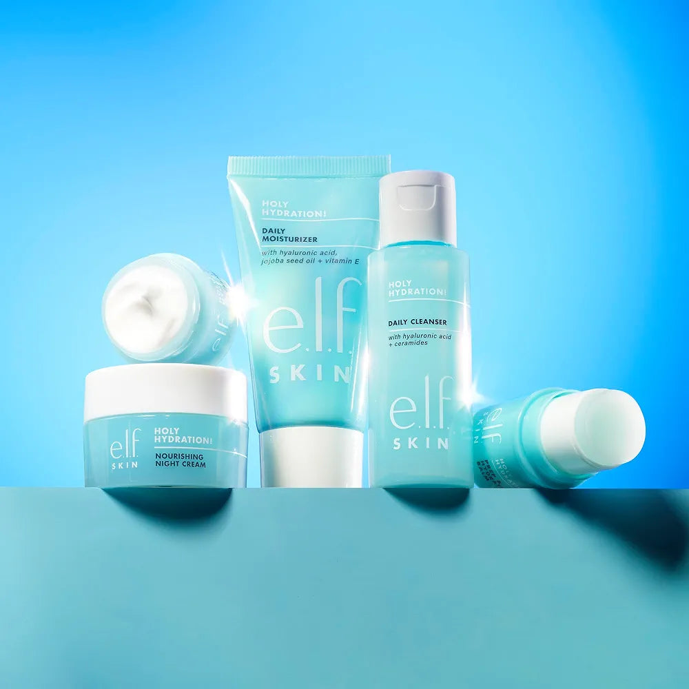 e.l.f. SKIN Holy Hydration! Jet Set Travel-Friendly Skincare Kit: Cleanser, Balm, Moisturizer, Eye Cream, and Night Cream