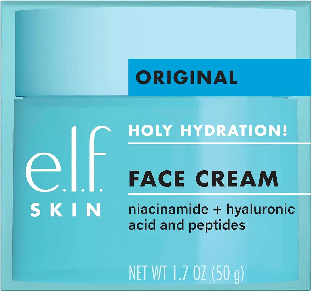 e.l.f. SKIN Holy Hydration! Face Cream with Hyaluronic Acid, Niacinamide & Peptides - Nourishing, Plumping, Vegan & Cruelty-Free Daily Moisturizer