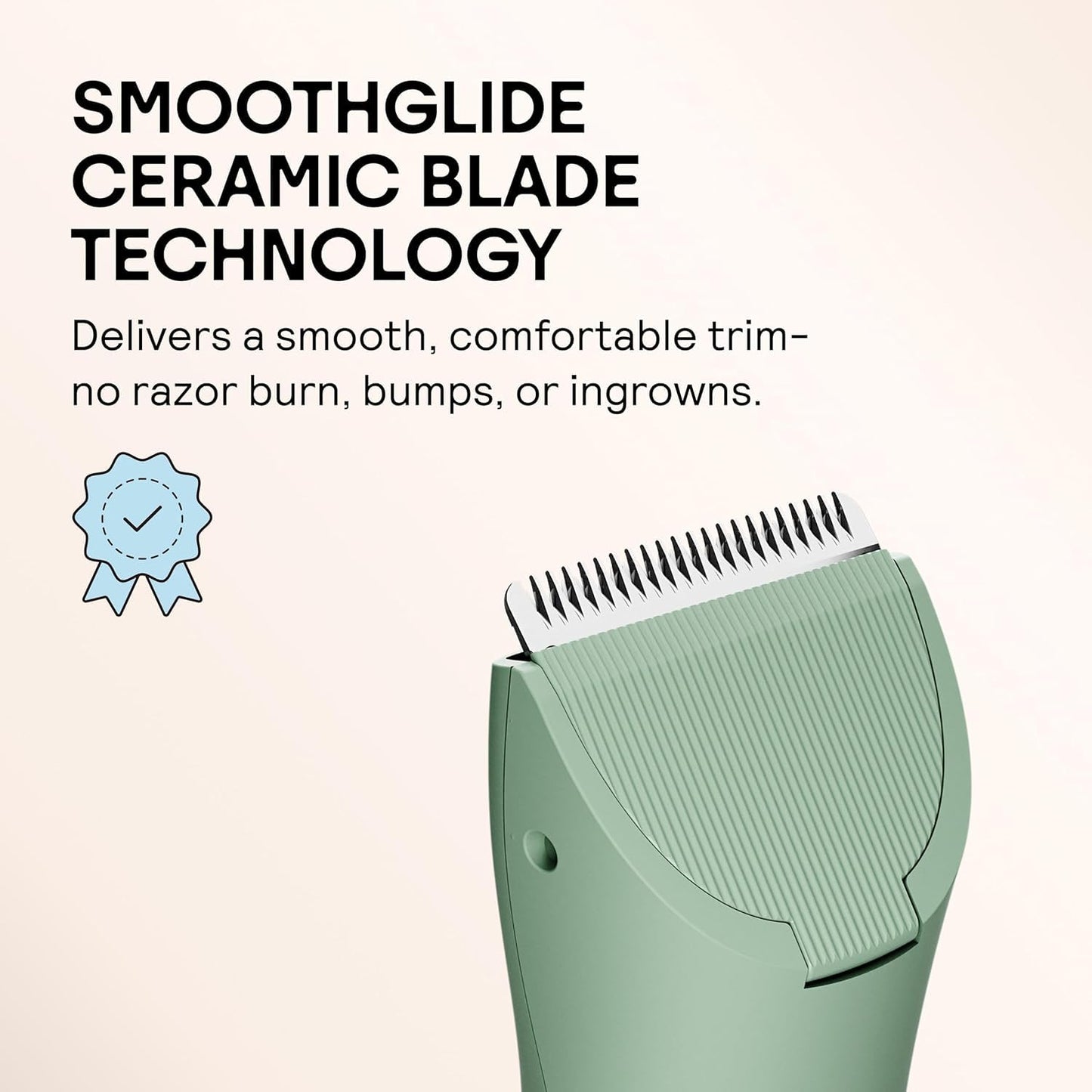 MERIDIAN The Trimmer Original | Body Hair Trimmer for Men & Women | Sage | Rechargeable and Waterproof Shaver for Pubic Area, Chest, Back, Underarms and Bikini Line, with 2 Guide Combs Included