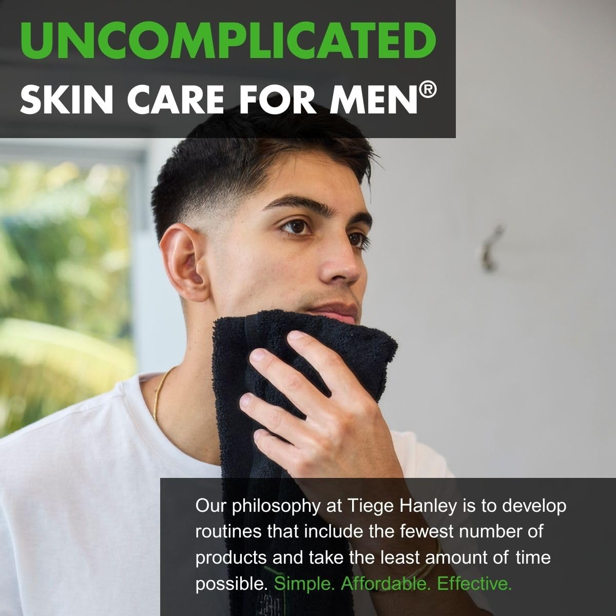 Tiege Hanley Essential Men's Skin Care Set, 30-Day, 4 Piece Kit | Level 1 Essential Routine, Daily Face Wash, Facial Scrub, AM SPF & PM Moisturizers