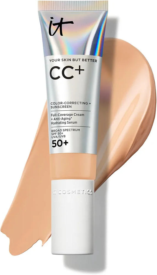 IT Cosmetics CC+ Cream Full Coverage Foundation with SPF 50+, Color Correcting Serum, and Anti-Aging Benefits