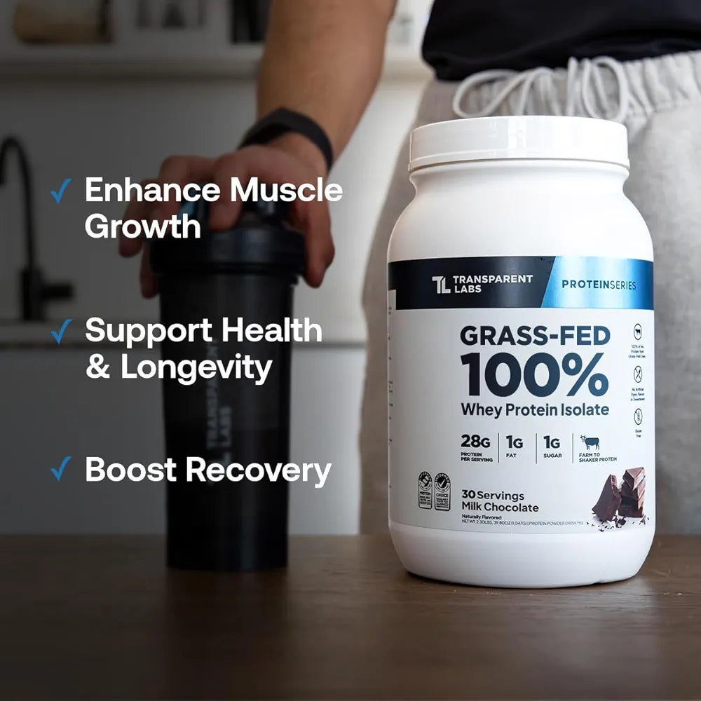 Transparent Labs Grass-Fed Whey Protein Isolate - Naturally Flavored, Gluten Free Whey Protein Powder with 28g of Protein per Serving & 9 Amino Acids - 30 Servings, French Vanilla