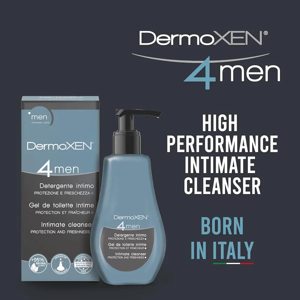 DERMOXEN Men's Intimate Wash | pH Balanced Daily Hygiene Gel | Freshness & Odor-Control Formula with Menthol | Gentle Cleansing for the Groin Area | Male Hygiene Product | 4.23 fl oz