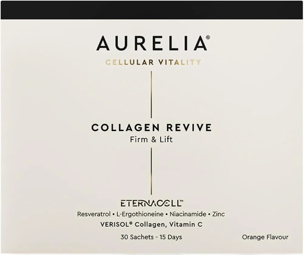 AURELIA Collagen Revive | Advanced Cellular Anti-Aging Supplement | Help Reduce Fine Lines & Wrinkles | with Zinc, Resveratrol, Niacinamide, Ergothioneine & Vitamin C