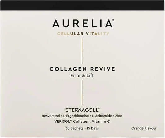 AURELIA Collagen Revive | Advanced Cellular Anti-Aging Supplement | Help Reduce Fine Lines & Wrinkles | with Zinc, Resveratrol, Niacinamide, Ergothioneine & Vitamin C