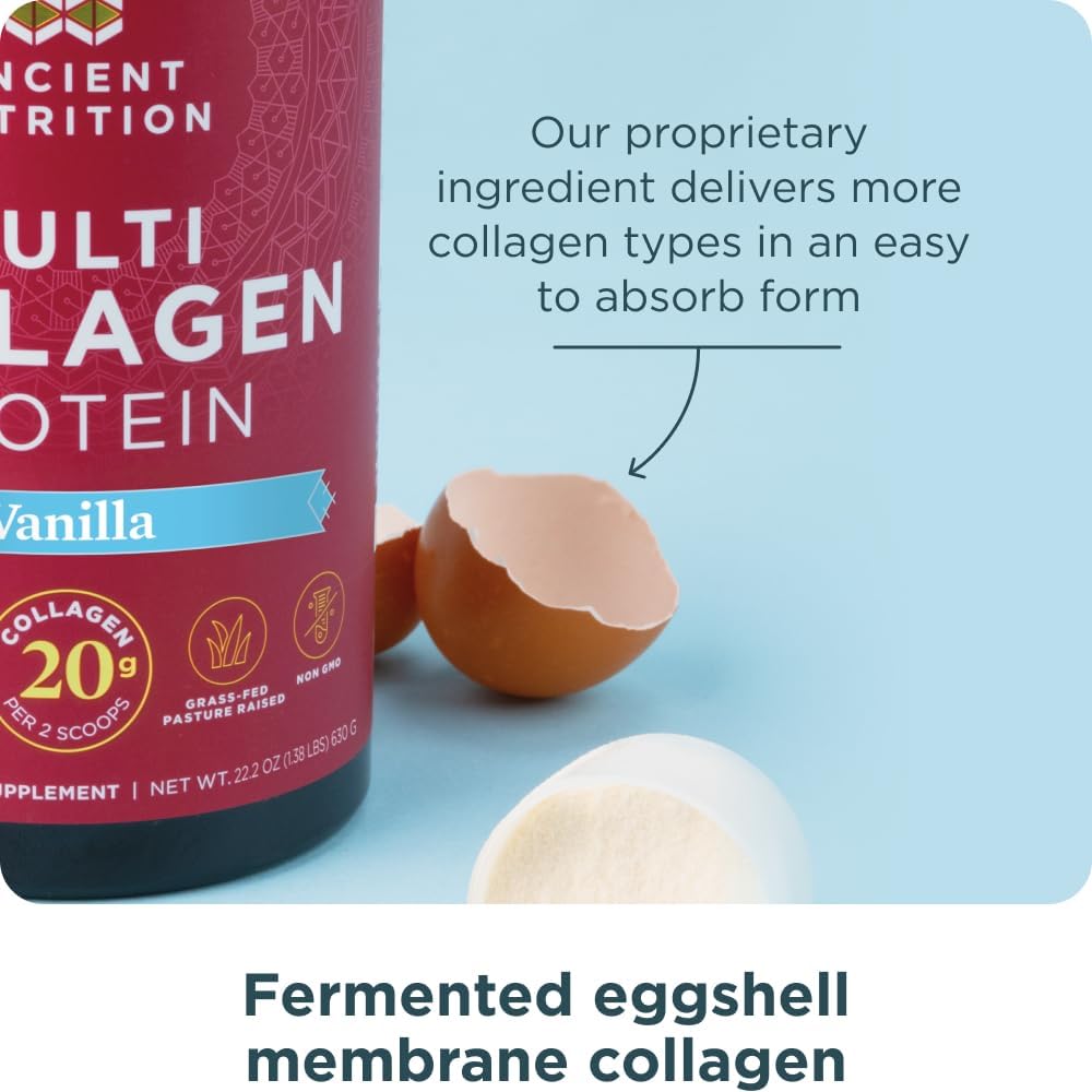 Ancient Nutrition Collagen Peptides Powder, Multi Collagen Protein, Women & Men, Vitamin C, Probiotics, Hydrolyzed Collagen, Supports Skin, Joints, Gut Health, Unflavored (40 Servings)