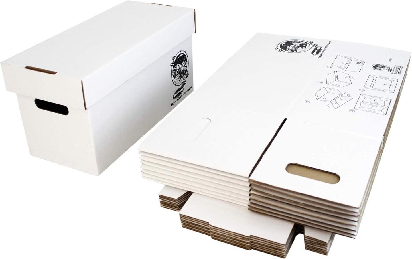 Durable Set of 5 - 7 inch Vinyl Record Storage Boxes - Sturdy Cardboard Construction with Removable Lid - Holds Up to 200 Records Each - Built Tough for Long-Term, Secure Archival Storage - #07BC09