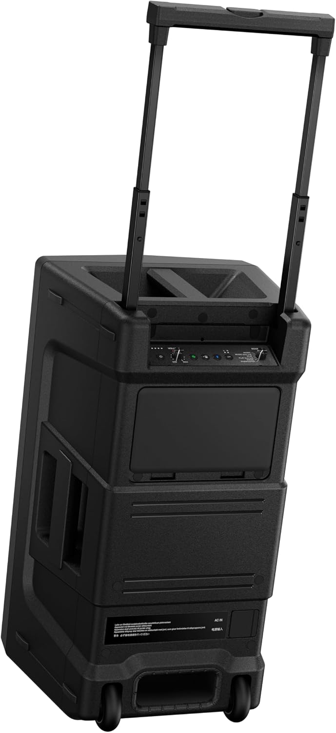 AlphaTheta Wave-Eight Portable Battery DJ Speaker, SonicLink, Black | For mobile DJs and performers, portable battery party speaker, SonicLink wireless, 8-inch driver, IPX4 waterproof, expandable