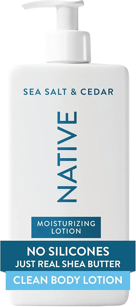 Native Body Lotion, Sea Salt & Cedar, 48-Hour Hydration for Dry & Sensitive Skin, Made with Plant-Based Moisturizers like Shea Butter, Silicone & Paraben Free, 16.5 fl oz