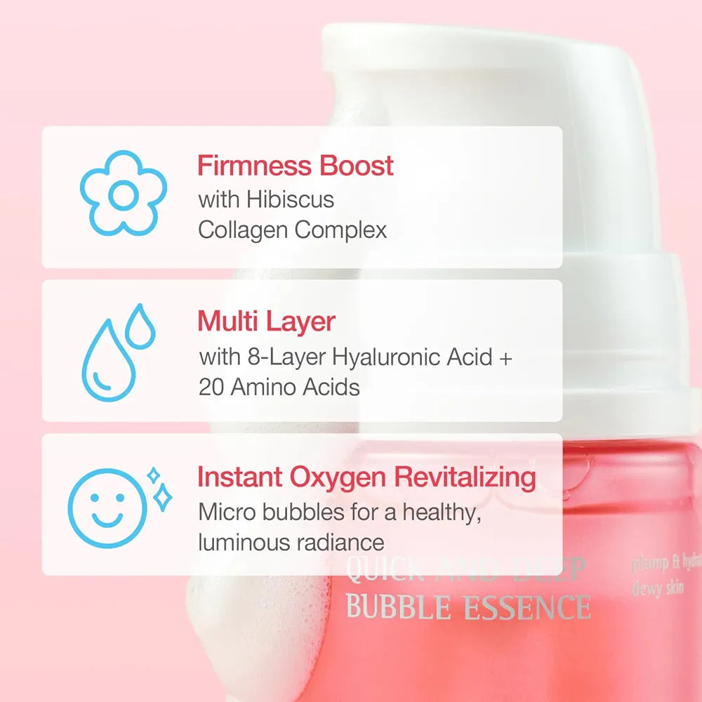 Quick & Deep Oxy-Bubble Essence | Firming & Glow Serum with Collagen, Peptide & Niacinamide | Fast Absorption & Makeup-Ready | Korean Skincare 3.28 fl oz