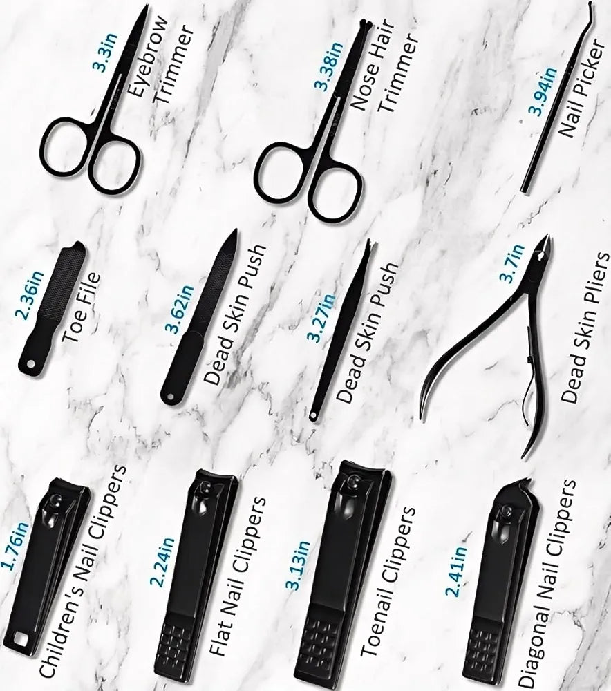 MINKINH Manicure Set Professional Nail Clipper Kit-26 Pieces Stainless Steel Manicure Kit,Nail Care Tools with Luxurious Travel Case 