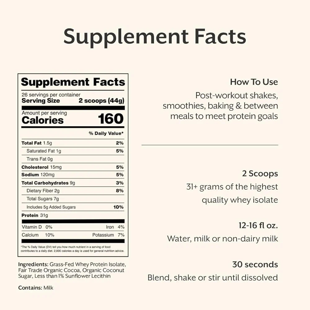 ProMix Nutrition Whey Protein Isolate Powder, Chocolate - Grass-Fed - ­Post Workout Fitness & Nutrition Shakes, Smoothies & Cooking Recipes - Gluten-Free & Keto-Friendly - 2.5 Pound 