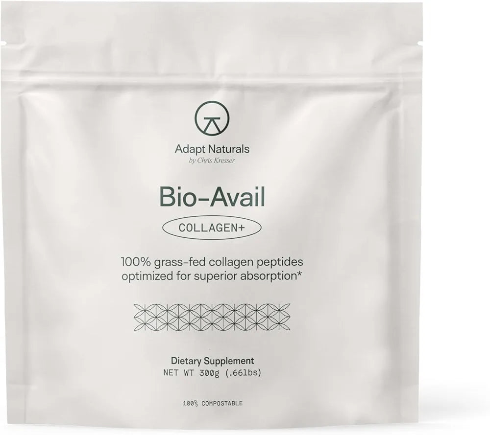 Adapt Naturals by Chris KRESSER Bio-Avail Collagen+, Grass Fed Collagen Peptides, Optimized for Superior Absorption, Naturally-Sourced Bio-Avail Collagen Supplements for Women and Men, 30 Day Supply