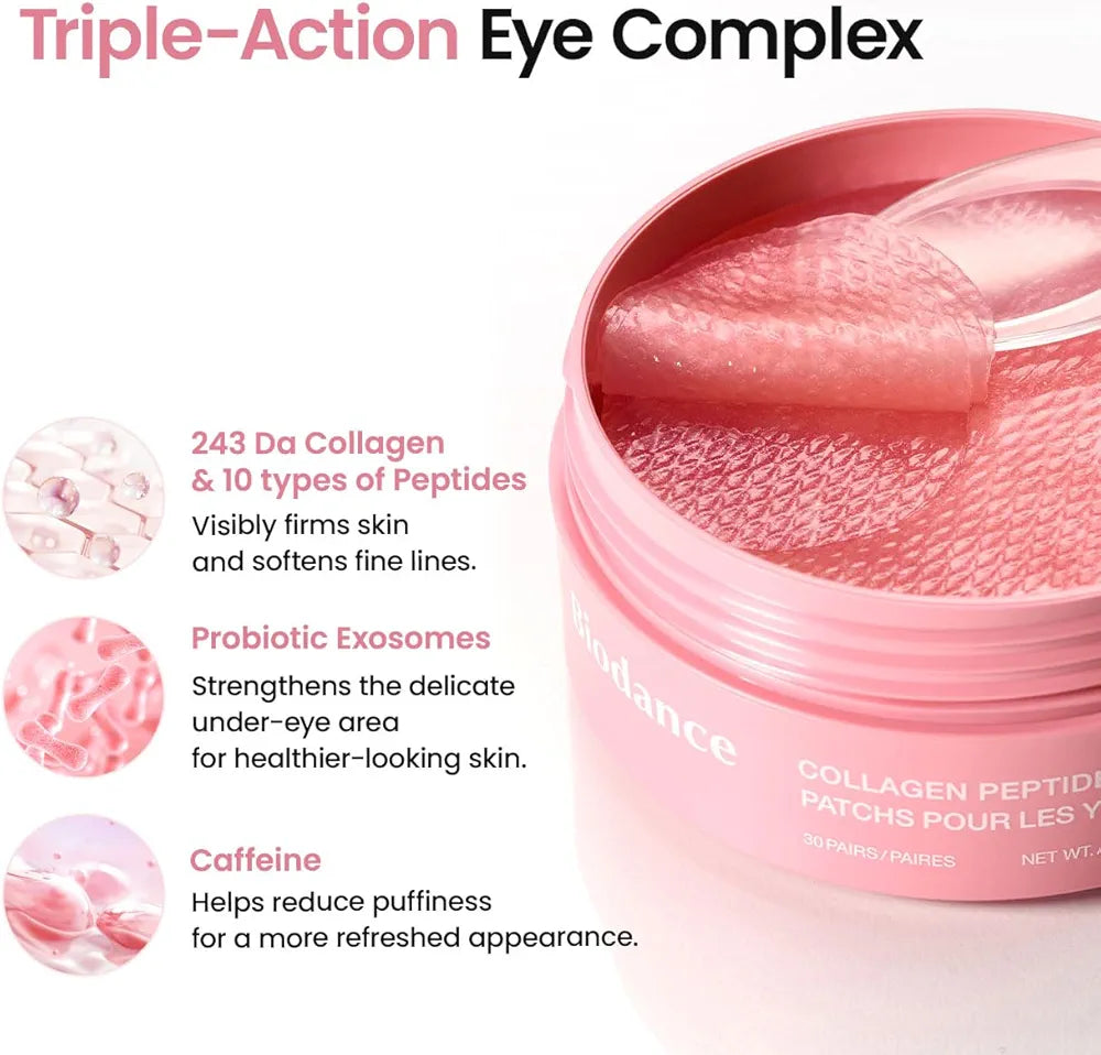 BIODANCE Collagen Peptide Eye Patches, Anti Wrinkle & Smile Line Patches for Face, Under Eye Mask for Fine Lines & Eye Bags, Travel Essentials & Self Care Gifts for Women, Korean Skin Care 