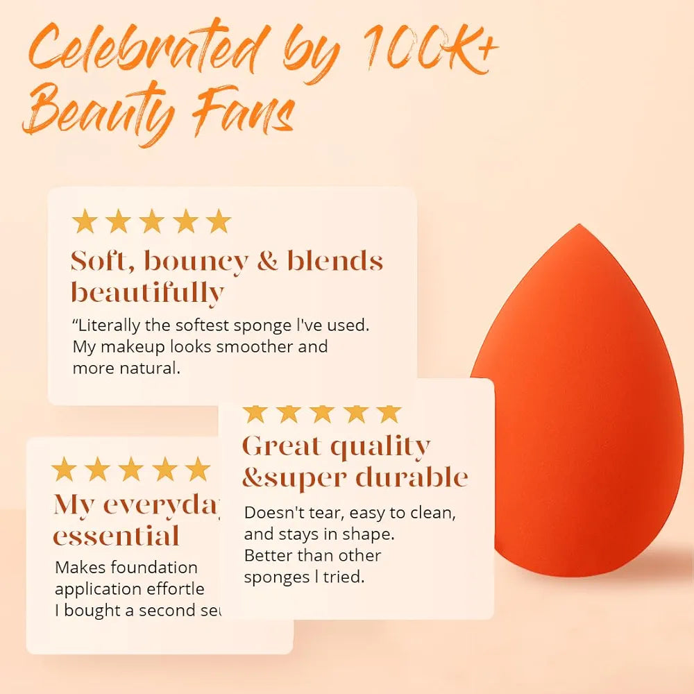 BEAKEY 5-Piece Professional Makeup Sponge Set - Latex-Free, Low-Absorption Beauty Blenders for Liquid, Cream, and Powder Foundation