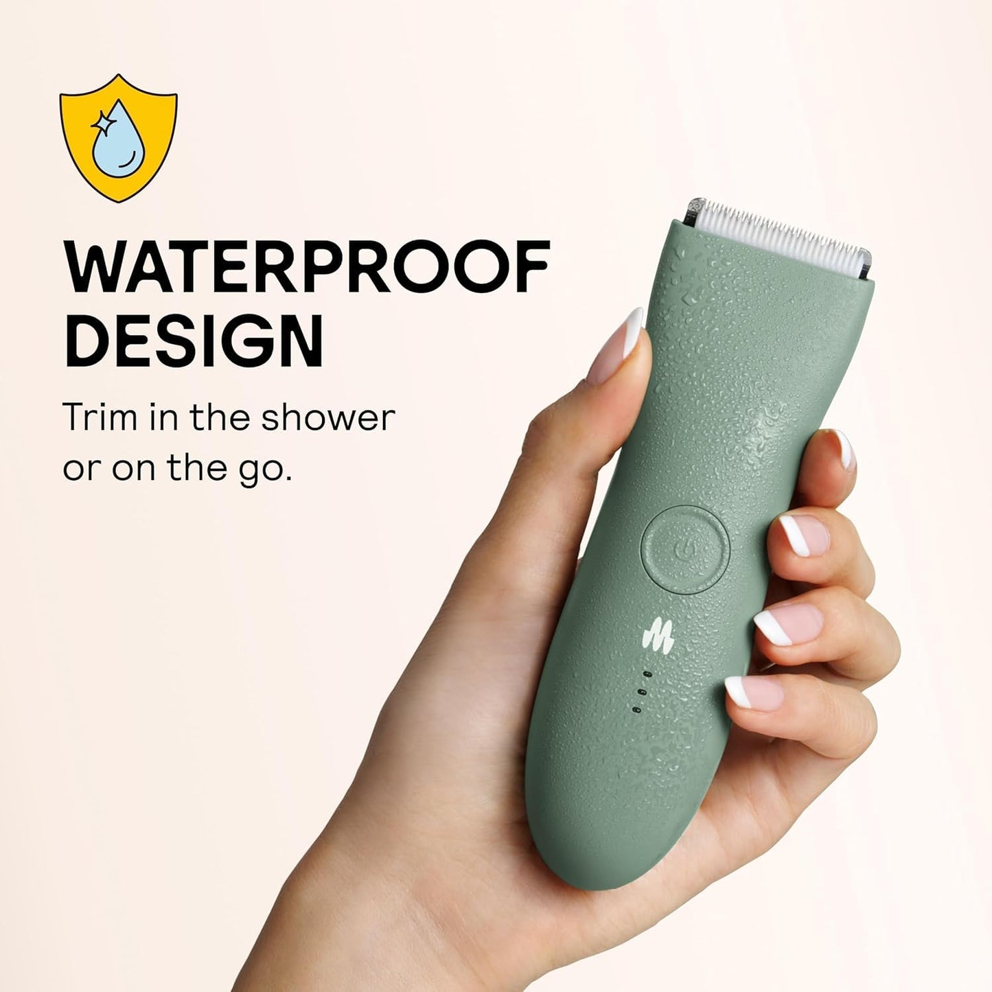 MERIDIAN The Trimmer Original | Body Hair Trimmer for Men & Women | Sage | Rechargeable and Waterproof Shaver for Pubic Area, Chest, Back, Underarms and Bikini Line, with 2 Guide Combs Included