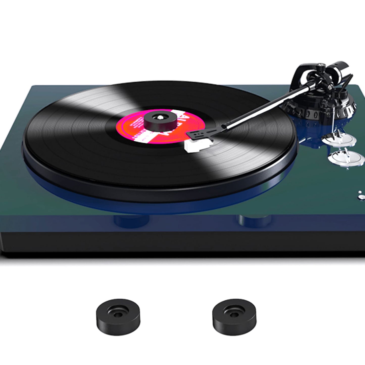 45 RPM Record Adapter Durable Solid Aluminum Dome Center Adapter for 7 Inch Vinyl Record (51G, Black)