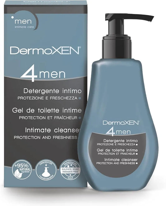 DERMOXEN Men's Intimate Wash | pH Balanced Daily Hygiene Gel | Freshness & Odor-Control Formula with Menthol | Gentle Cleansing for the Groin Area | Male Hygiene Product | 4.23 fl oz