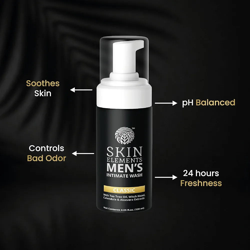 Skin Elements Men's Intimate Wash JUMBO Pack | with Refill | For 180 Days | 14.2 fl. oz | pH Balanced Hygiene Foaming Wash | Controls Bad Odor | Tea Tree Oil | Super Saver Pack |