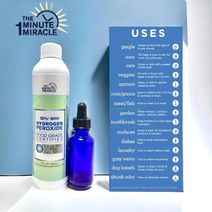 The One Minute Miracle - 12% Hydrogen Peroxide Medical Food Grade and The One Minute Cure Book