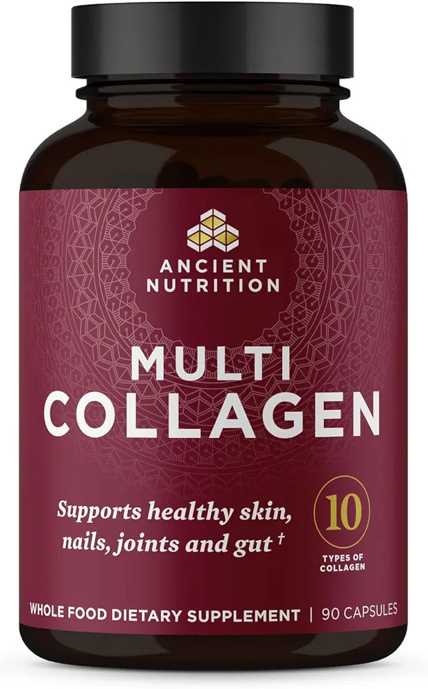 Ancient Nutrition Collagen Peptides Pills, Hydrolyzed Multi Collagen Supplement, Types I, II, II, V & X, Supports Healthy Skin and Nails, Gut Health and Joints, 90 Capsules