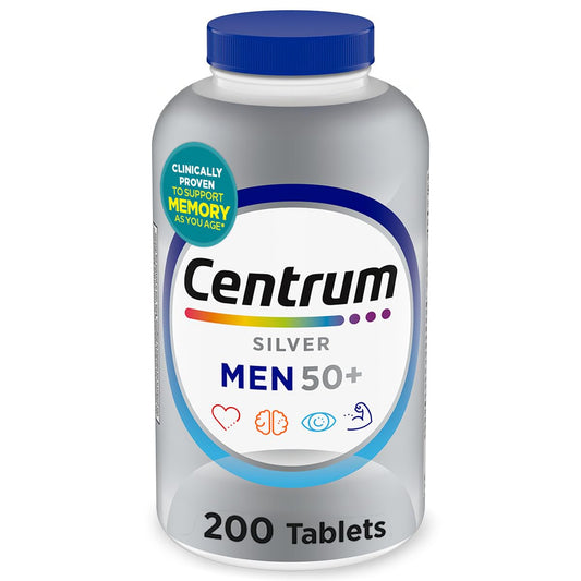 Centrum Silver Men's 50+ Multivitamin with Vitamin D3, B-Vitamins, Zinc for Memory and Cognition - 200 Tablets