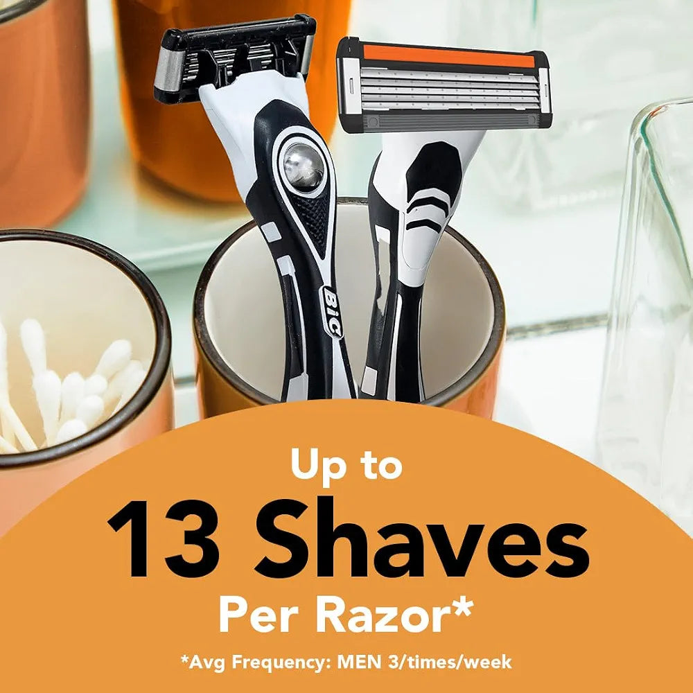 BIC Flex 5 Men's 5-Blade Refillable Razor System - 1 Handle and 7 Cartridges
