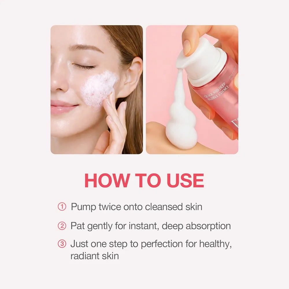 Quick & Deep Oxy-Bubble Essence | Firming & Glow Serum with Collagen, Peptide & Niacinamide | Fast Absorption & Makeup-Ready | Korean Skincare 3.28 fl oz
