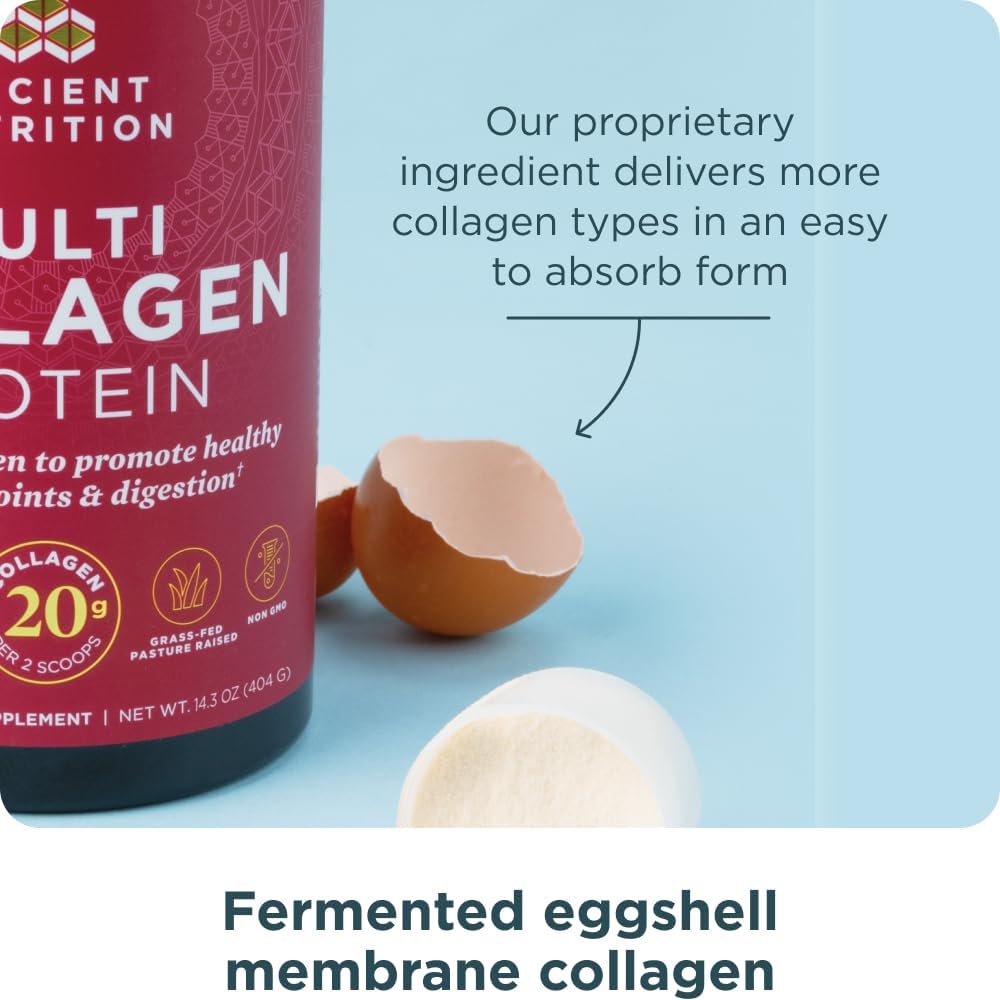 Ancient Nutrition Collagen Peptides Powder, Multi Collagen Protein, Women & Men, Vitamin C, Probiotics, Hydrolyzed Collagen, Supports Skin, Joints, Gut Health, Unflavored (40 Servings)