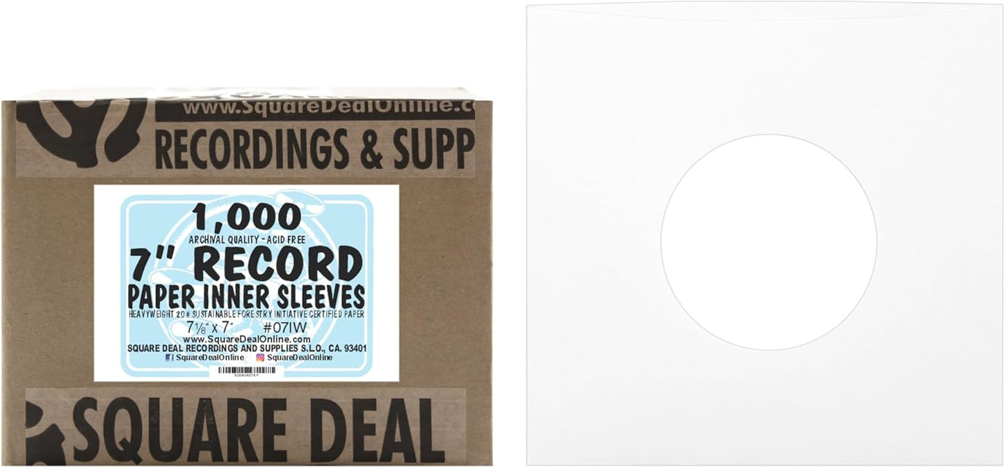 (500) Archival Quality Acid-Free Heavyweight Paper Inner Sleeves for 7 Inch Vinyl Records #07IW