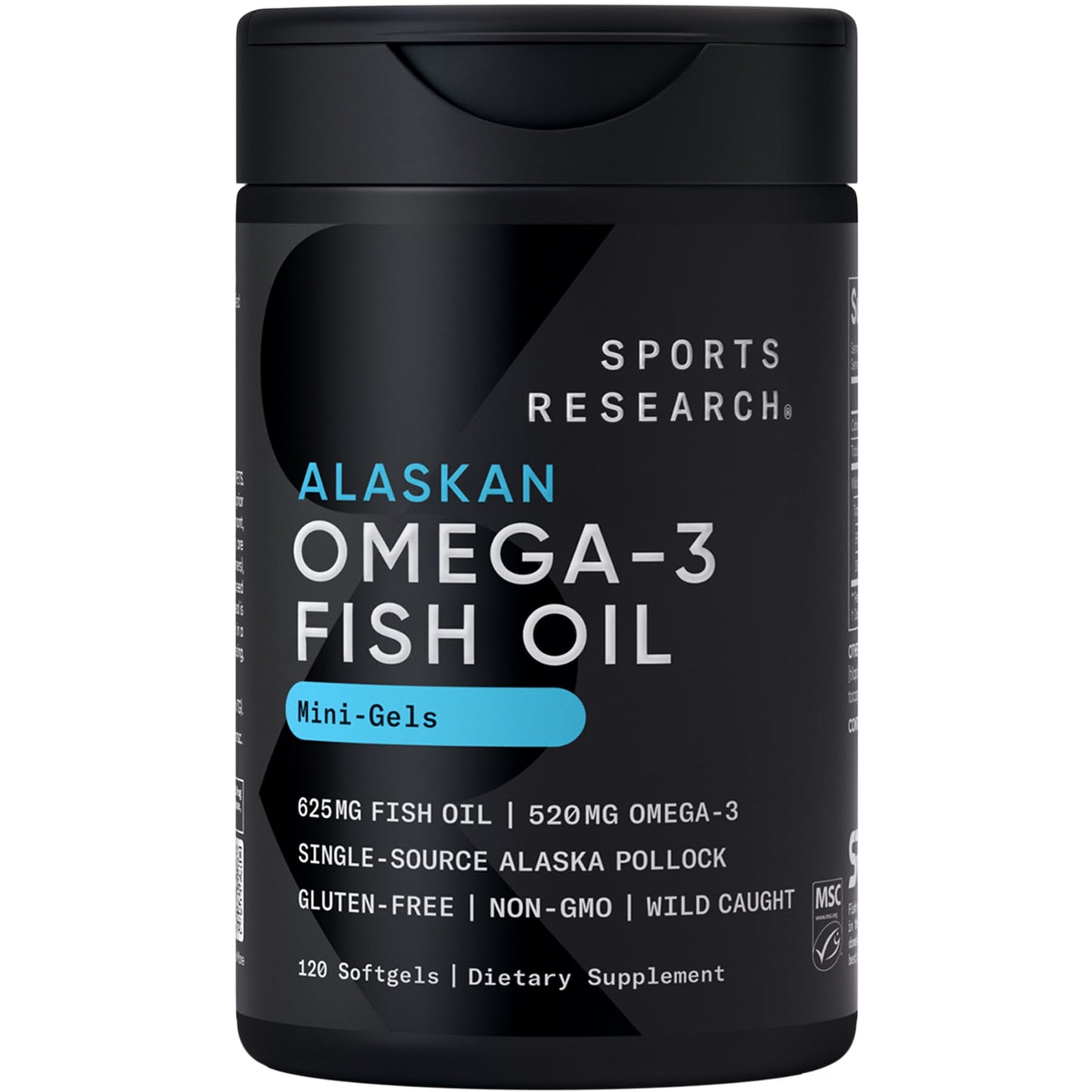 Sports Research® Omega-3 Fish Oil 1250mg from Wild Alaska Pollock, 30 Count | Always Fresh Never Fishy | 690mg EPA 260mg DHA per Softgel · Heart & Brain Health* · MSC Certified Sustainable - 30 Servings