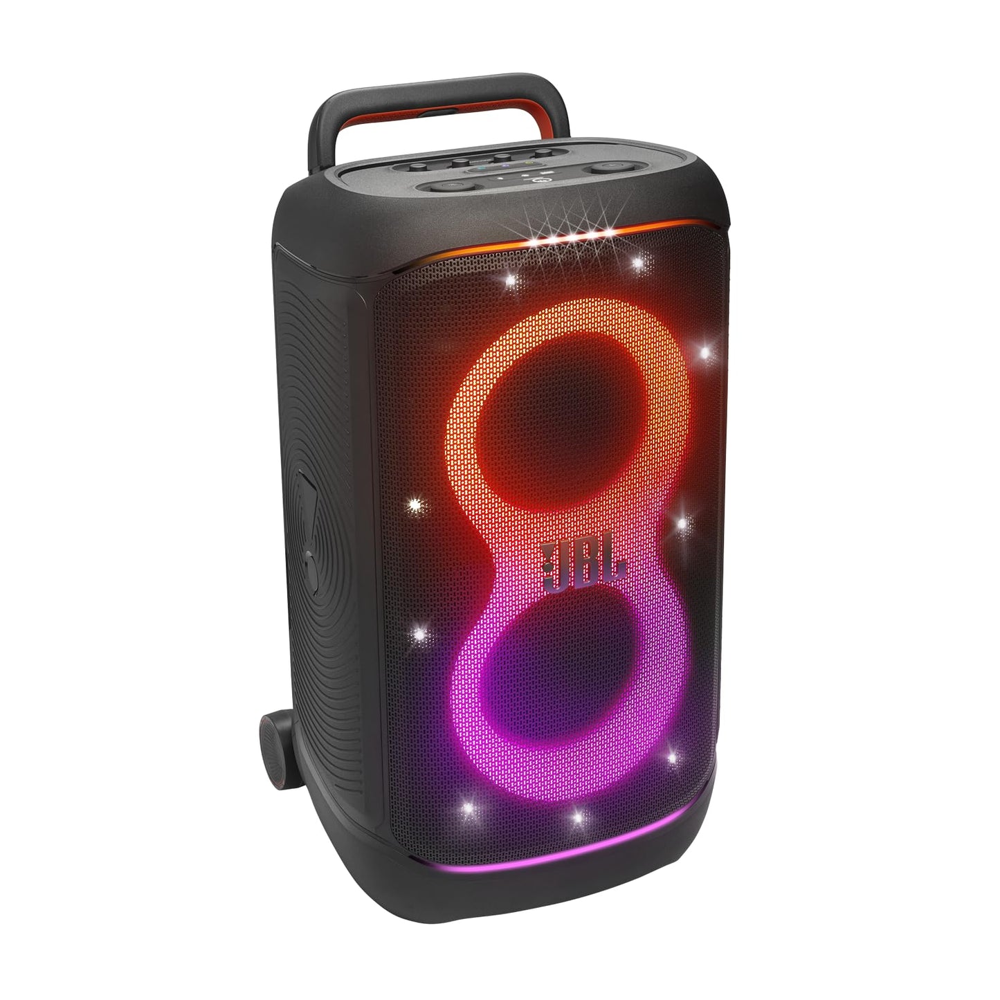 JBL PartyBox 520 Portable Party Speaker with AI Sound Boost - Black | Up To 15 Hours Playtime, Replaceable Battery, Auracast Stereo Linking, Telescopic Handle And Wheels, Mic And Guitar Inputs