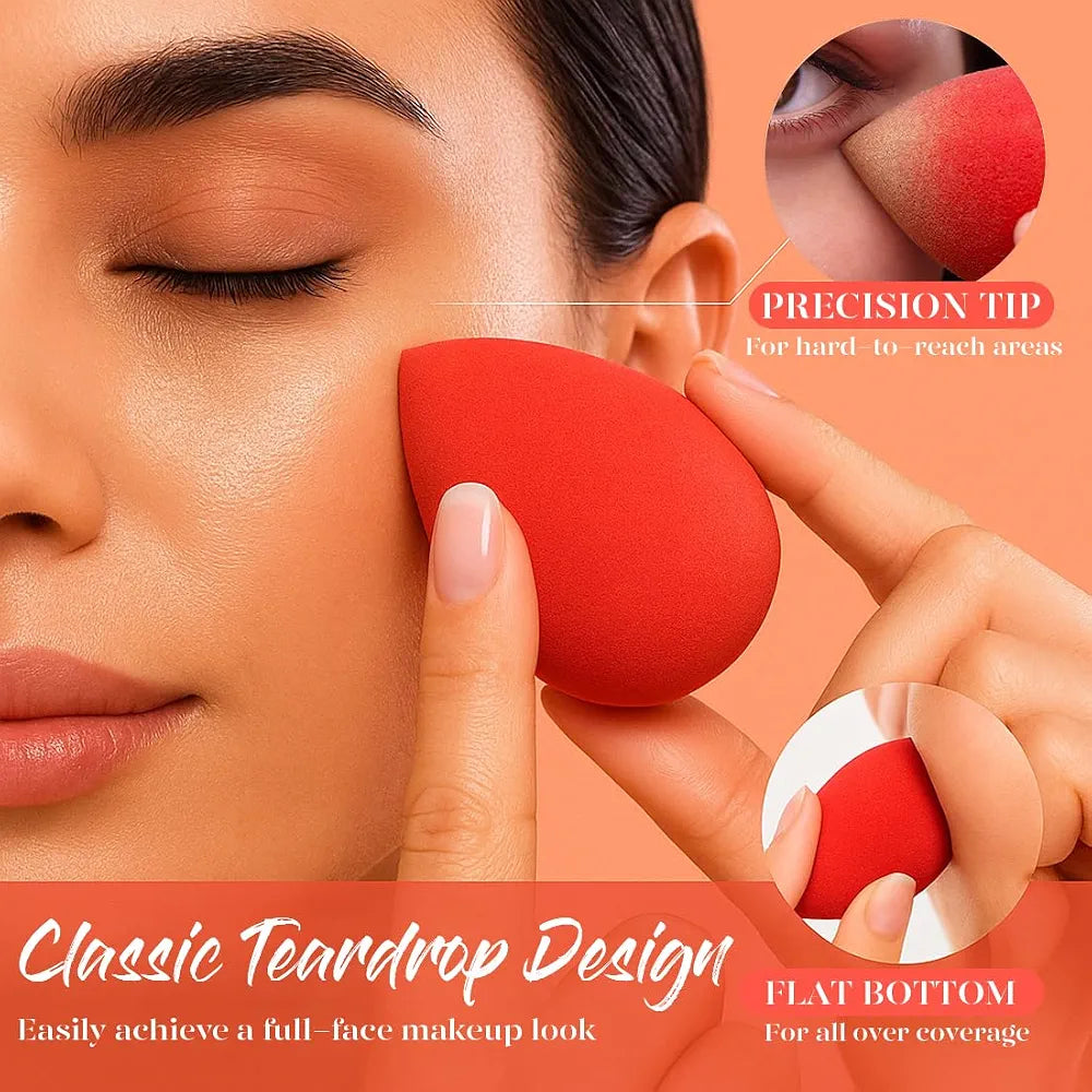 BEAKEY 5-Piece Professional Makeup Sponge Set - Latex-Free, Low-Absorption Beauty Blenders for Liquid, Cream, and Powder Foundation