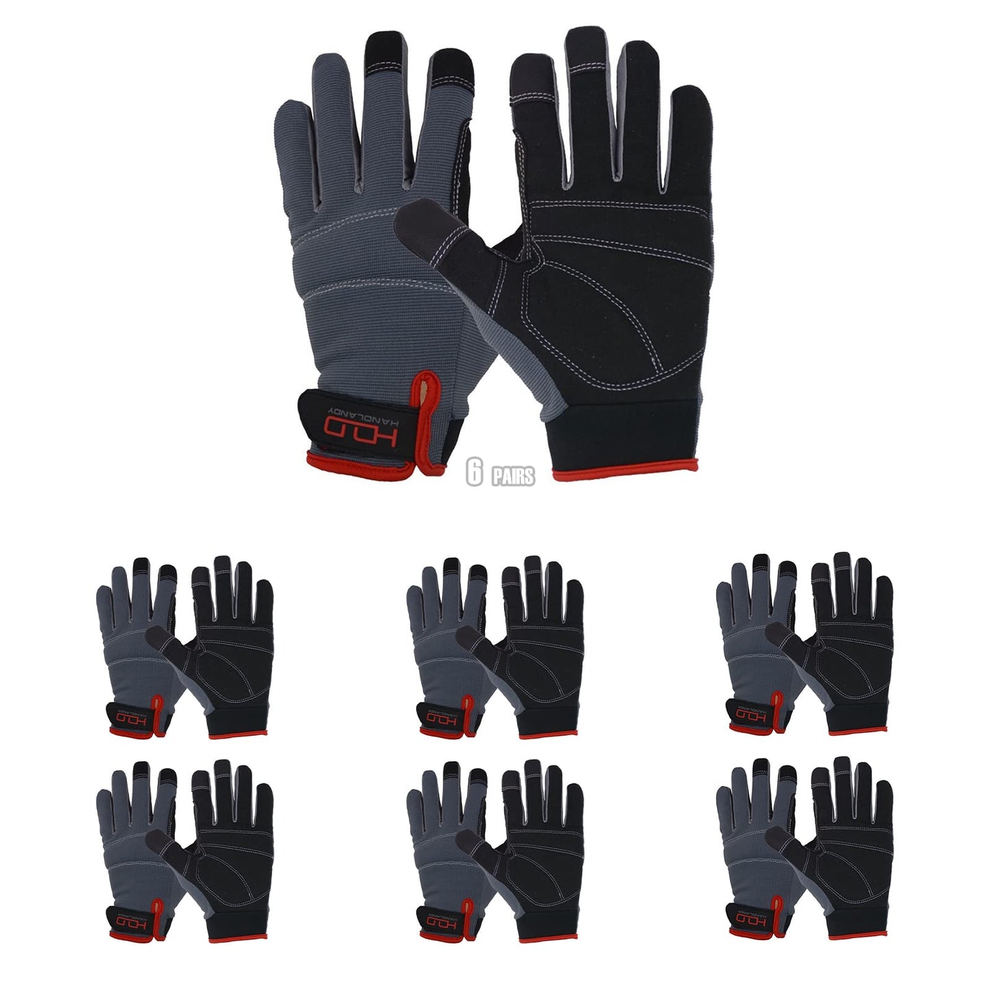 HANDLANDY Work Gloves for Men & Women, Utility Mechanic Working Gloves Touch Screen, Flexible Gardening Gloves for Yard