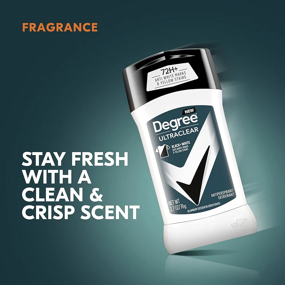 Degree Men UltraClear Antiperspirant Deodorant Black + White 72-Hour Sweat & Odor Protection Antiperspirant For Men With MotionSense Technology 2.7 Ounce 