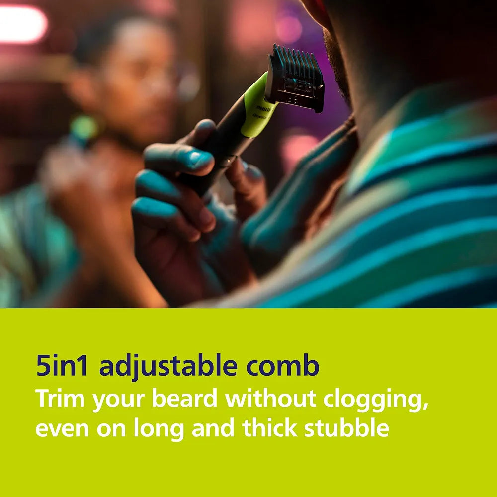Philips Norelco OneBlade 360 Hybrid Electric Beard Trimmer and Shaver with Connectivity, 360 Blade Technology, and 5-in-1 Adjustable Comb (Model QP4530/90)