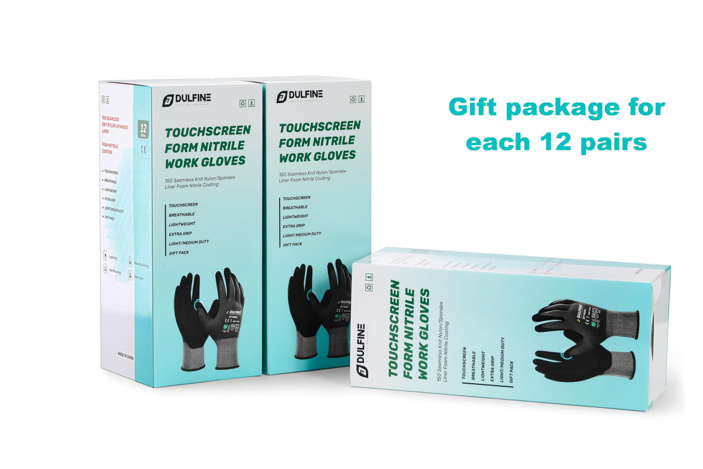 DULFINE MicroFoam Nitrile Coated 3/12/36 Pairs Work Gloves for Men & Women | Strong Grip, Touchscreen, Seamless Nylon Knit, Ideal for General Purpose, Automotive, Home Improvement, Painting