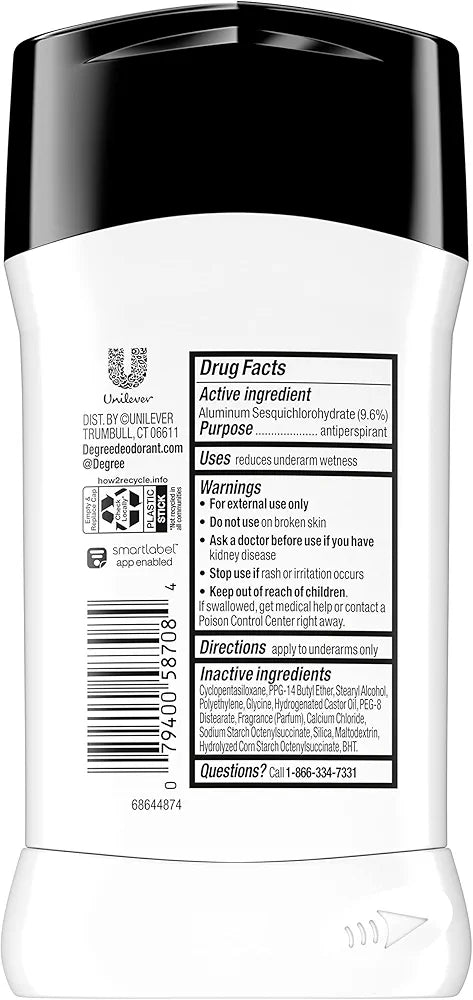 Degree Men UltraClear Antiperspirant Deodorant Black + White 72-Hour Sweat & Odor Protection Antiperspirant For Men With MotionSense Technology 2.7 Ounce 
