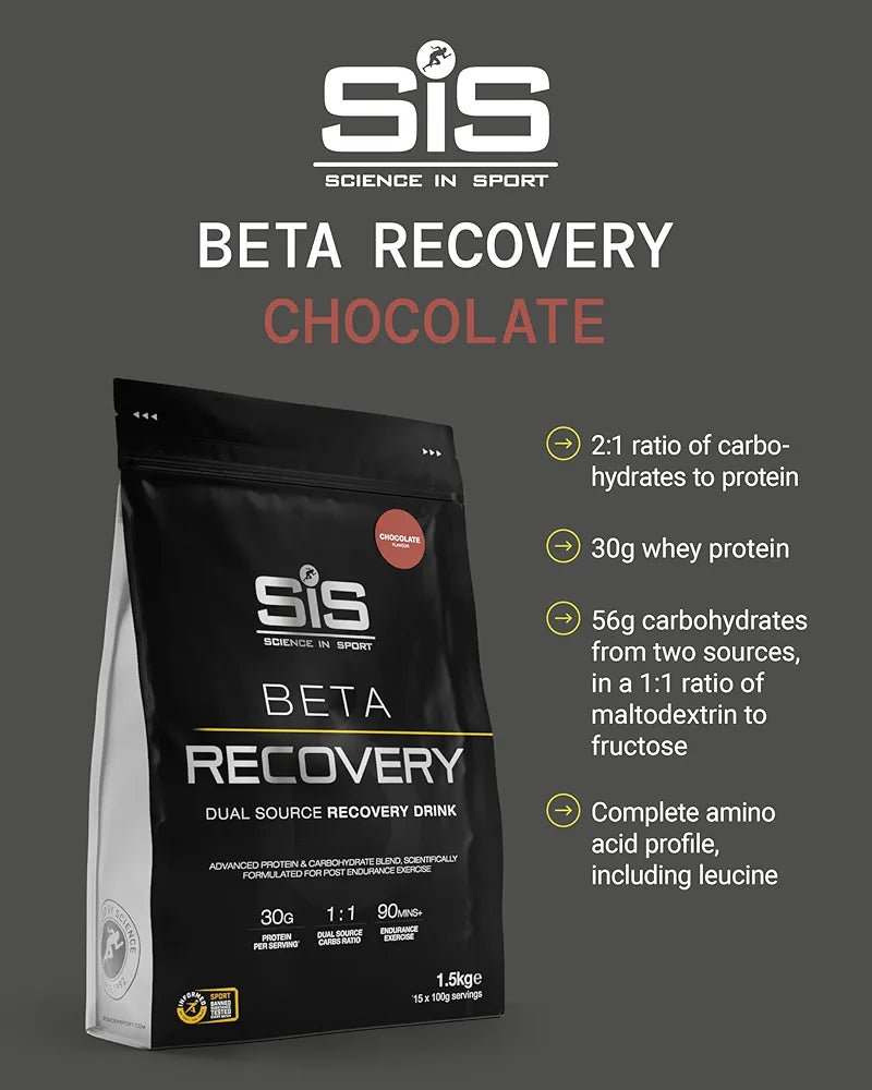 Science in Sport BETA Recovery - Dual-Source Carbohydrate Blend for High-Intensity Exercise - 30g Whey Protein Powder - Muscle Refuel - Sports Nutrition - Chocolate Flavor - 52 Oz