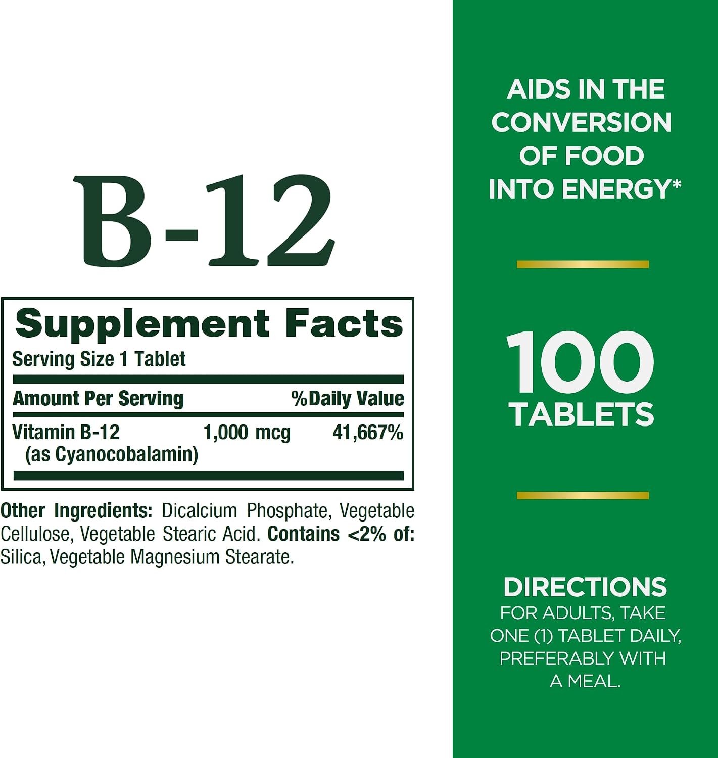 Nature's Bounty Vitamin B12 1000 mcg Supplements, Supports Energy Metabolism, 200 Ct