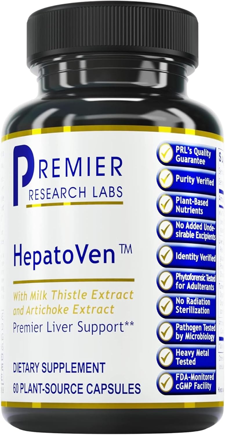Premier Research Labs HepatoVen - Milk Thistle Liver Support, Liver Cleanse & Maintain, Liver Pills, Liver Vitamins for Women & Men with Artichoke Extract - 60 Vegetarian Capsules