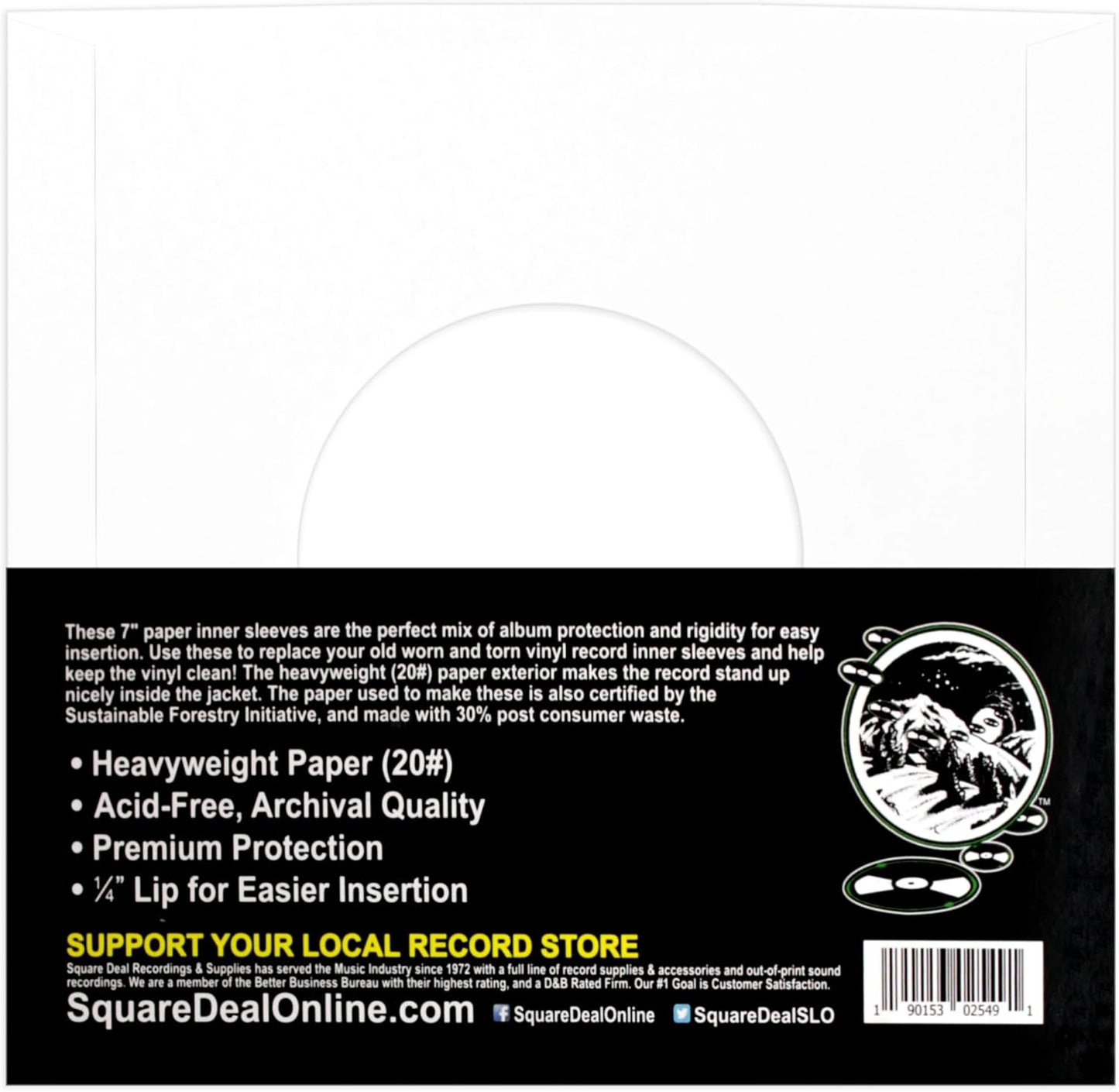 (500) Archival Quality Acid-Free Heavyweight Paper Inner Sleeves for 7 Inch Vinyl Records #07IW